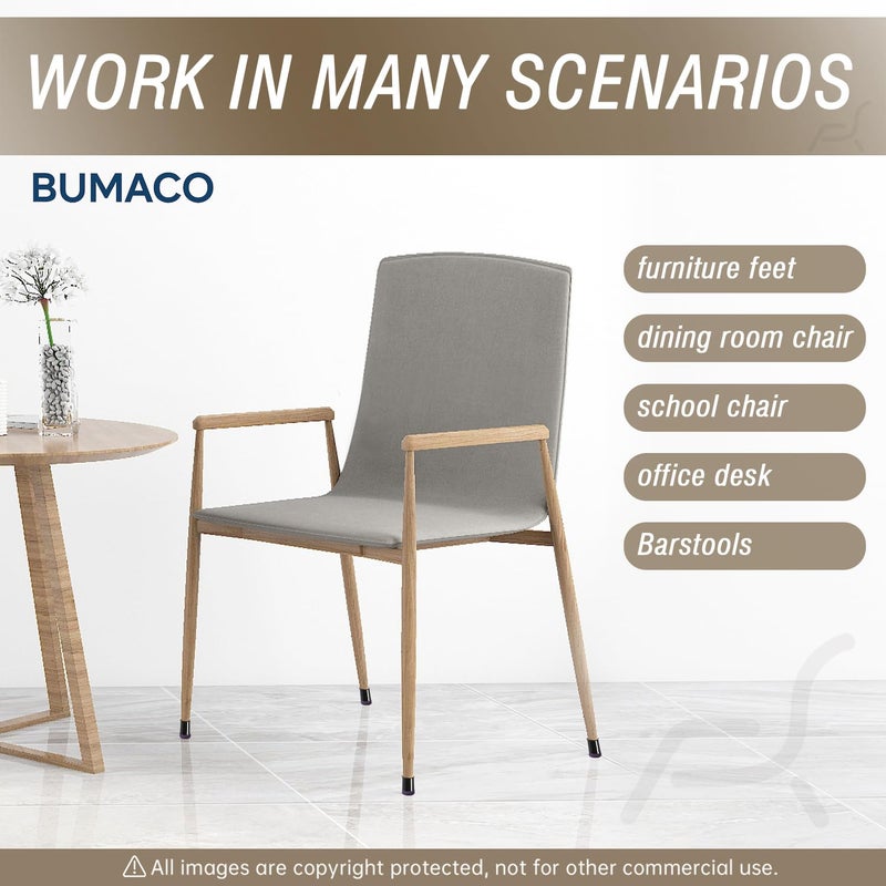 BUMACO واقيات أرجل الكرسي من BUMACO، واقيات أرجل الكرسي للأرضيات الصلبة، أغطية سيليكون لحماية الأرضيات، أسود - 20 قطعة مقاس XS عالمي (8/16 بوصة - 15/16 بوصة) - Image 5